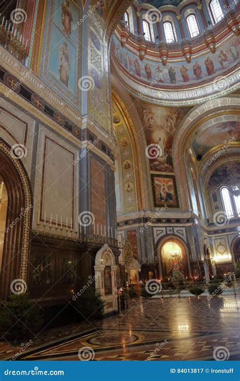 Interior of the Cathedral of Christ the Savior in Moscow Editorial ...