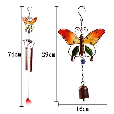 Metalen Handgemaakte Vlinder Wind Chime Glas Gesch Grandado