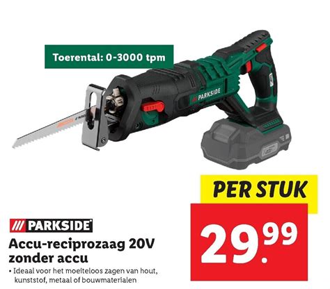 Parkside Accu Reciprozaag V Zonder Accu Aanbieding Bij Lidl