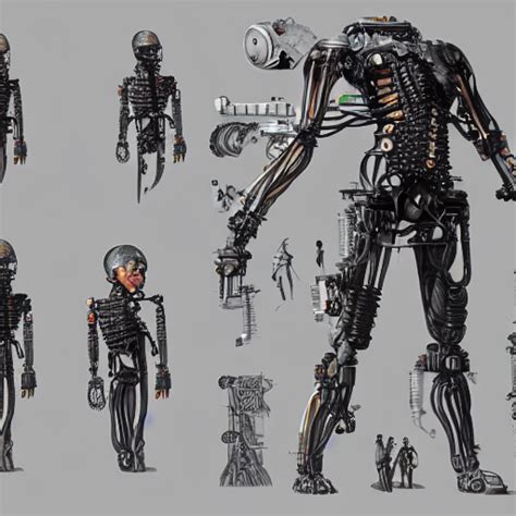 Krea Ai Exploded View Diagram Of A Cyborg With All Parts L