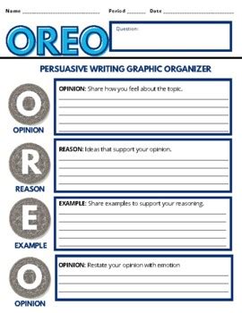 NEW OREO Writing Strategy Graphic Organizer Persuasive Writing