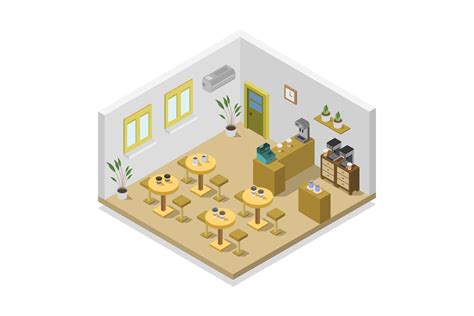 Illustrated Isometric Coffee Shop 42342995 Vector Art At Vecteezy