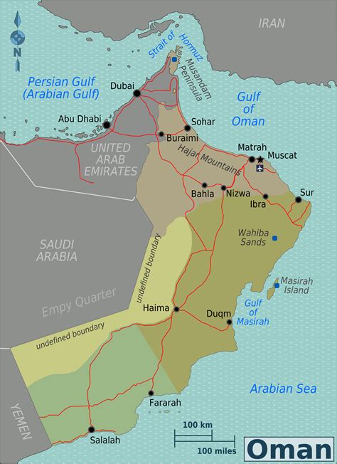 Landkarte Oman Übersichtskarteregionen Karten Und