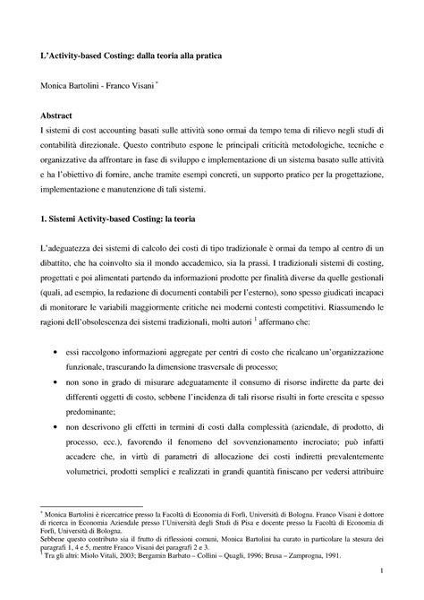 Abc Dalla Teoria Alla Pratica Bartolini Visani LActivity Based