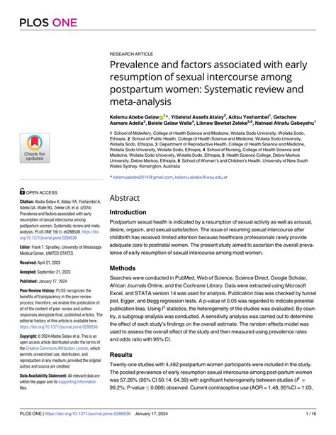 PDF Prevalence And Factors Associated With Early Resumption Of Sexual