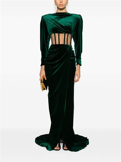 Ana Radu Corset Waist Velvet Maxi Dress Farfetch