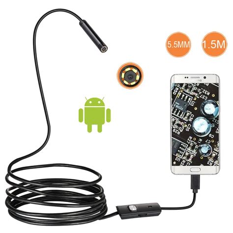1 м 5,5 мм объектив эндоскоп HD 480P USB OTG Змея эндоскоп ...