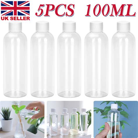 5 X 100ml Clear Empty Plastic Bottles With Screw Caps On Onbuy