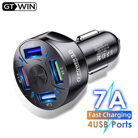 Gtwin Chargeur Usb De Voiture À 4 Ports Charge Rapide 3 0 4 0