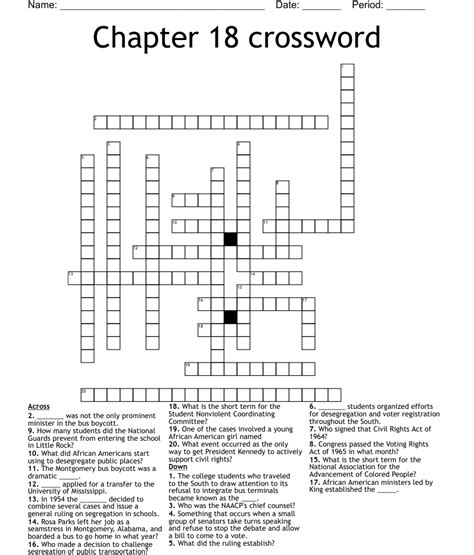 Chapter 18 Crossword WordMint