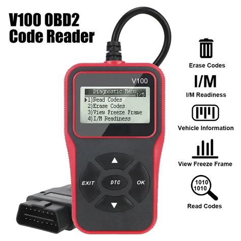 V100 Obd2 Code Reader Eobd Obd 2 Scanner Car Diagnostic Tools Digital Display Universal 16 Pin