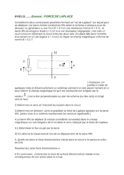 Docx Exercices Force De Laplace Dokumen Tips