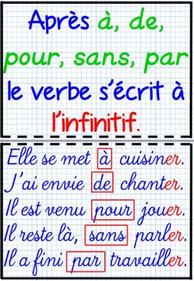 Apprenons le français Un verbe sécrit a linfinitif après à de