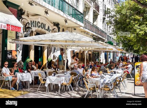 Lisbon Portugal Rossio Square Pedro Iv Square Cafe Nicola Restaurant