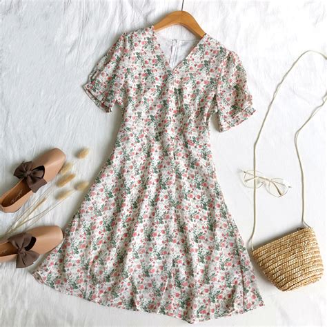 Buy 2019 Summer Korean Style New Retro Sweet V Collar Shredded Flower