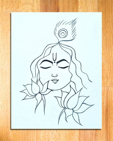 Easy Lord Shree Krishna Drawing How To Draw Lord Krishna Thakur Step By Step Krishna Drawing