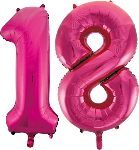 Folie Cijfer Ballonnen Pink Roze 18 Bol