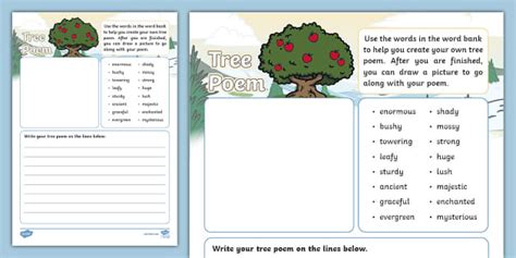 Tree Poem Writing Template L Enseignant A Fait Twinkl