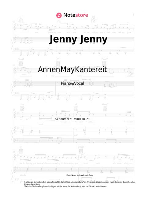 Annenmaykantereit Jenny Jenny Klaviernoten Bei Note Store De