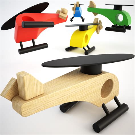 Wooden Helicopter Toy Set | CGTrader