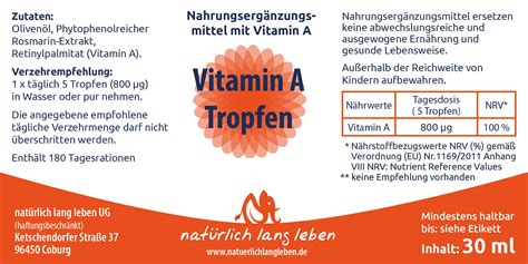 natürlich lang leben Vitamin A Tropfen vegan 30 ml Shop Apotheke