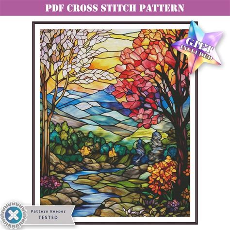 Stained Glass Cross Stitch Pattern Etsy