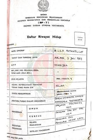 Daftar Riwayat Hidup Peserta Penataran P 4 Pola 120 Jam Pola Calon