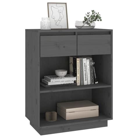 Fhe Buffets Bahuts Armoire Console Gris X X Cm Bois De Pin