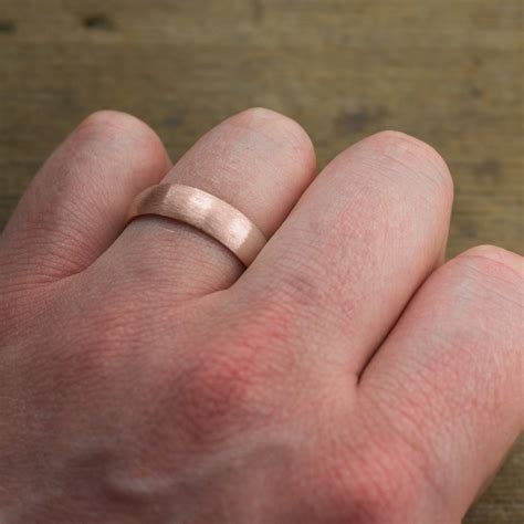 Mm K Rose Gold Mens Wedding Band Half Round Matte Etsy