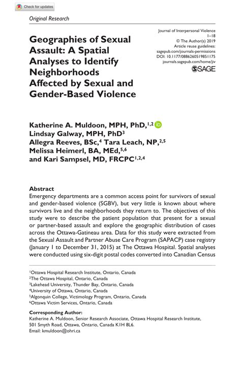 Pdf Geographies Of Sexual Assault A Spatial Analyses To Identify