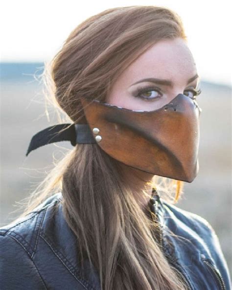 Brown Canary Women S Motorcycle Mask By Weld Burn Motorcycle Mask Leather Mask Mask