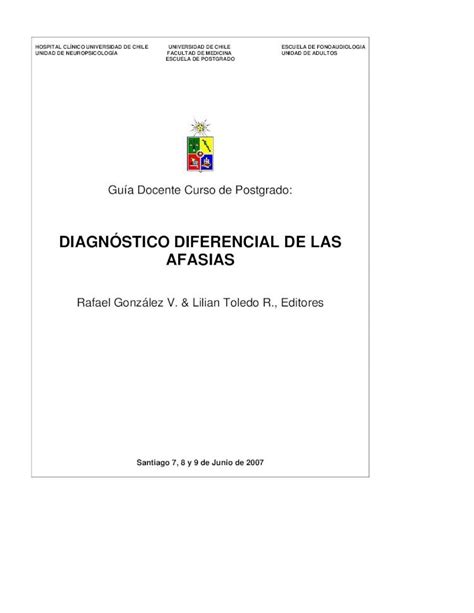 PDF DIAGNÓSTICO DIFERENCIAL DE LAS AFASIAS stico de la Afasia desde