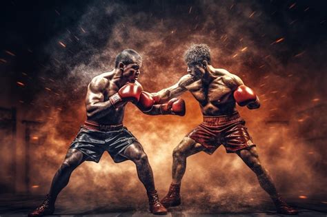 Premium AI Image Two Boxers Fighting In A Boxing Ring