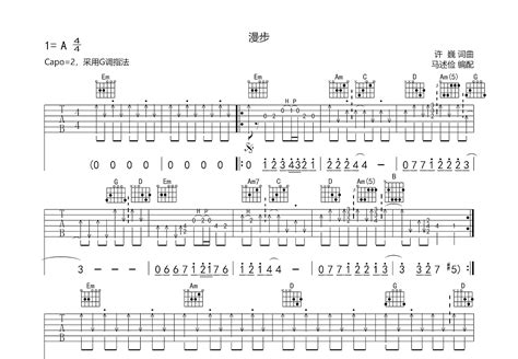漫步吉他谱许巍g调弹唱51专辑版 吉他世界