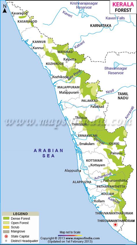 Kerala Forest Map, Forest in Kerala