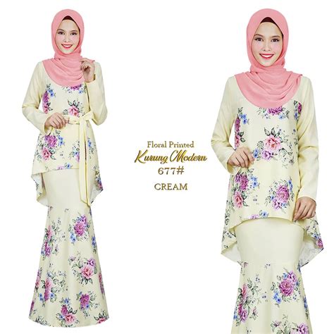 Raya 2023 KURUNG MODEN FLORAL PRINTED FISH TAIL 677 Baju Kurung Modern