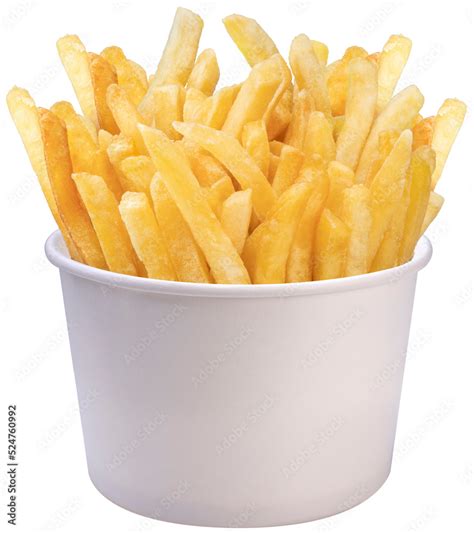 French Fries In Paper Bucket Isolated On White Background French Fries