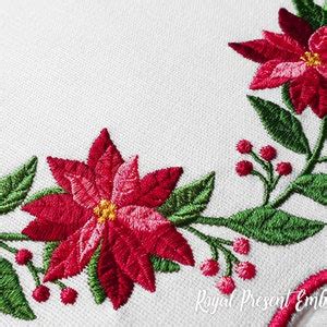 Poinsettia Table Placemat Ith Machine Embroidery Design Sizes Etsy