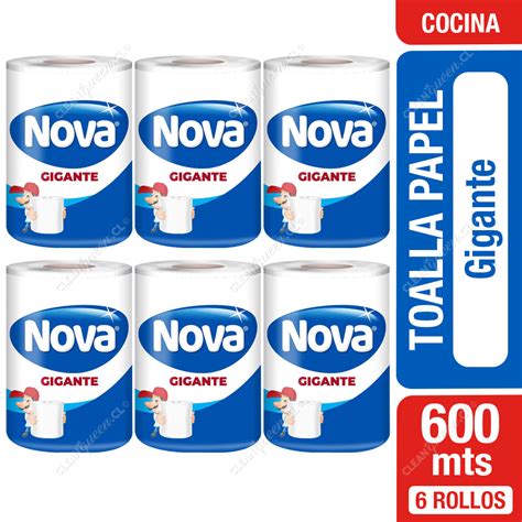 Toalla Papel Nova Gigante Doble Hoja 100 M 6 Un Clean Queen