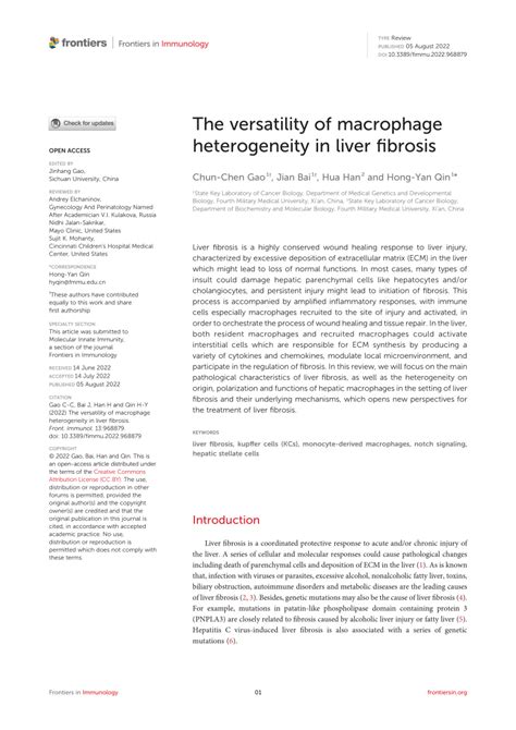 Pdf The Versatility Of Macrophage Heterogeneity In Liver Fibrosis