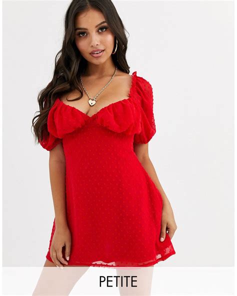 Missguided Dobby Milkmaid Skater Dress In Red Lyst