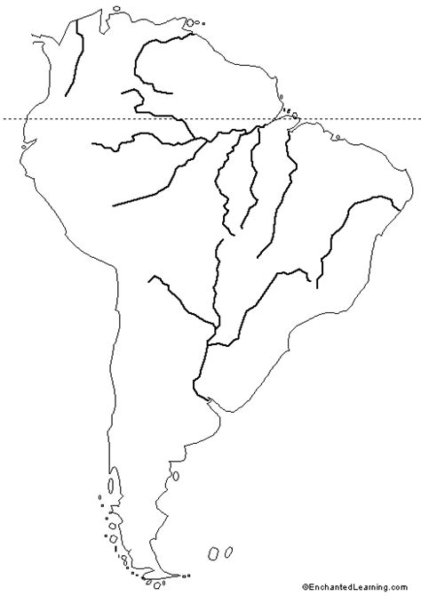 Outline Map Rivers Of South America South