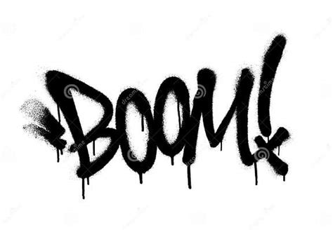 Sprayed Boom Font Graffiti With Overspray In Black Over White Vector