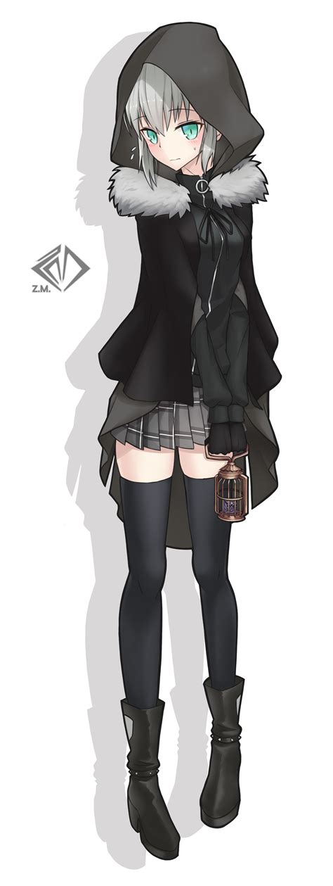 Safebooru 1girl Absurdres Artist Name Bangs Black Footwear Black Gloves Black Jacket Black