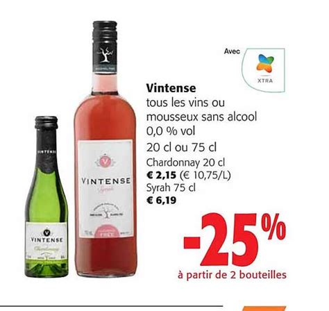 Promo Vintense Tous Les Vins Ou Mousseux Sans Alcool Chez Colruyt