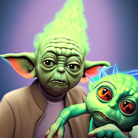 Krea Ai Baby Yoda Meets Rick Sanchez In Rick And Morty Dig