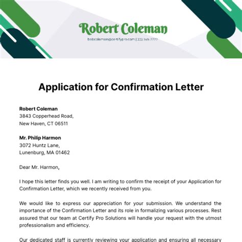 Free Confirmation Letter Templates And Examples Edit Online And Download