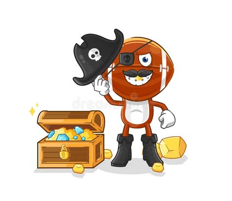 Rugby Head Pirate With Treasure Mascot Cartoon Vector Stock Vector