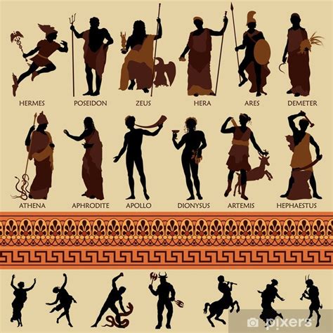 Poster Tous Les 12 Dieux Grecs Et De Mythologie Antique Pixers Fr