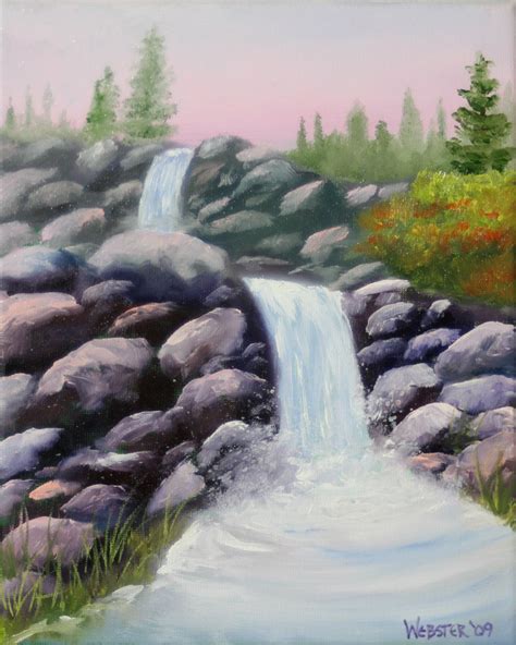 Daily Painters Abstract Gallery: Waterfall Landscape Oil Painting by ...